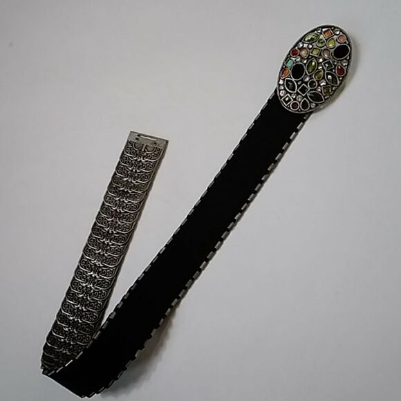 VTG,RECTANGLE ELASTIC METAL AND RHINESTONE 80S,BELT main image 6